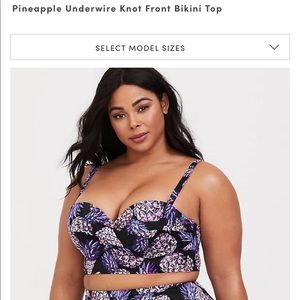 Torrid pineapple underwire knot front bikini top